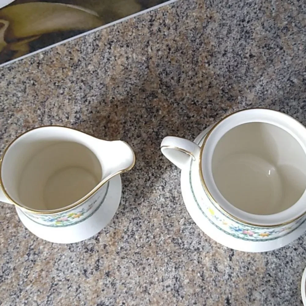 Nortake Ivory China Sugar Bowl, Creamer Dishes